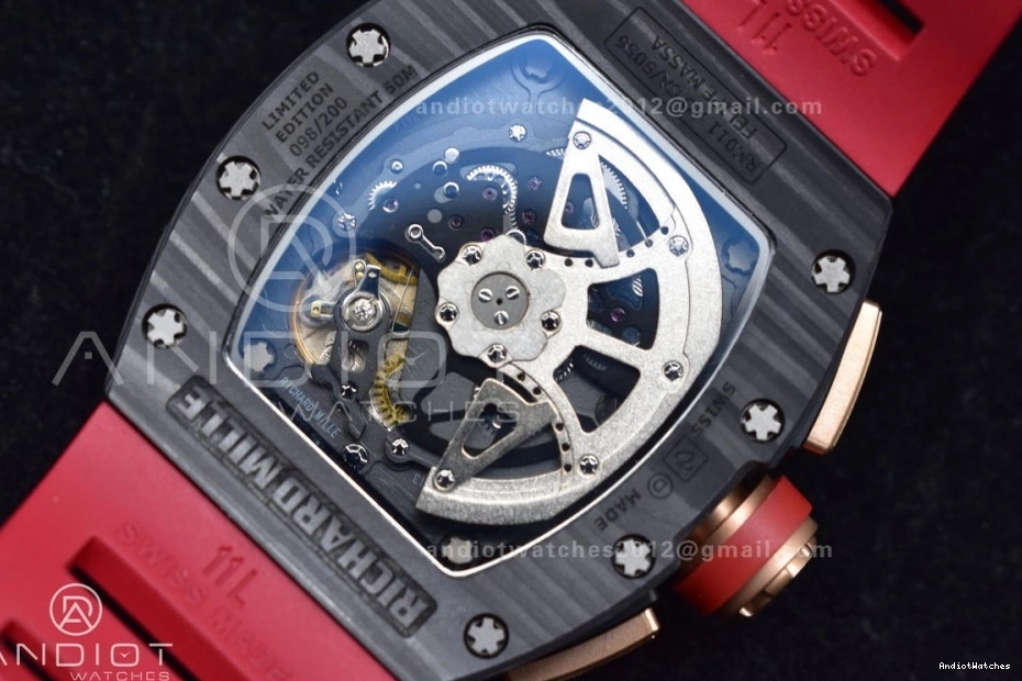 Rubber V Red Edition Lotus ModernLook 1:1 1020 Strap Dial A7750 KVF on Chrono Crystal Best RM011 NTPT 0324